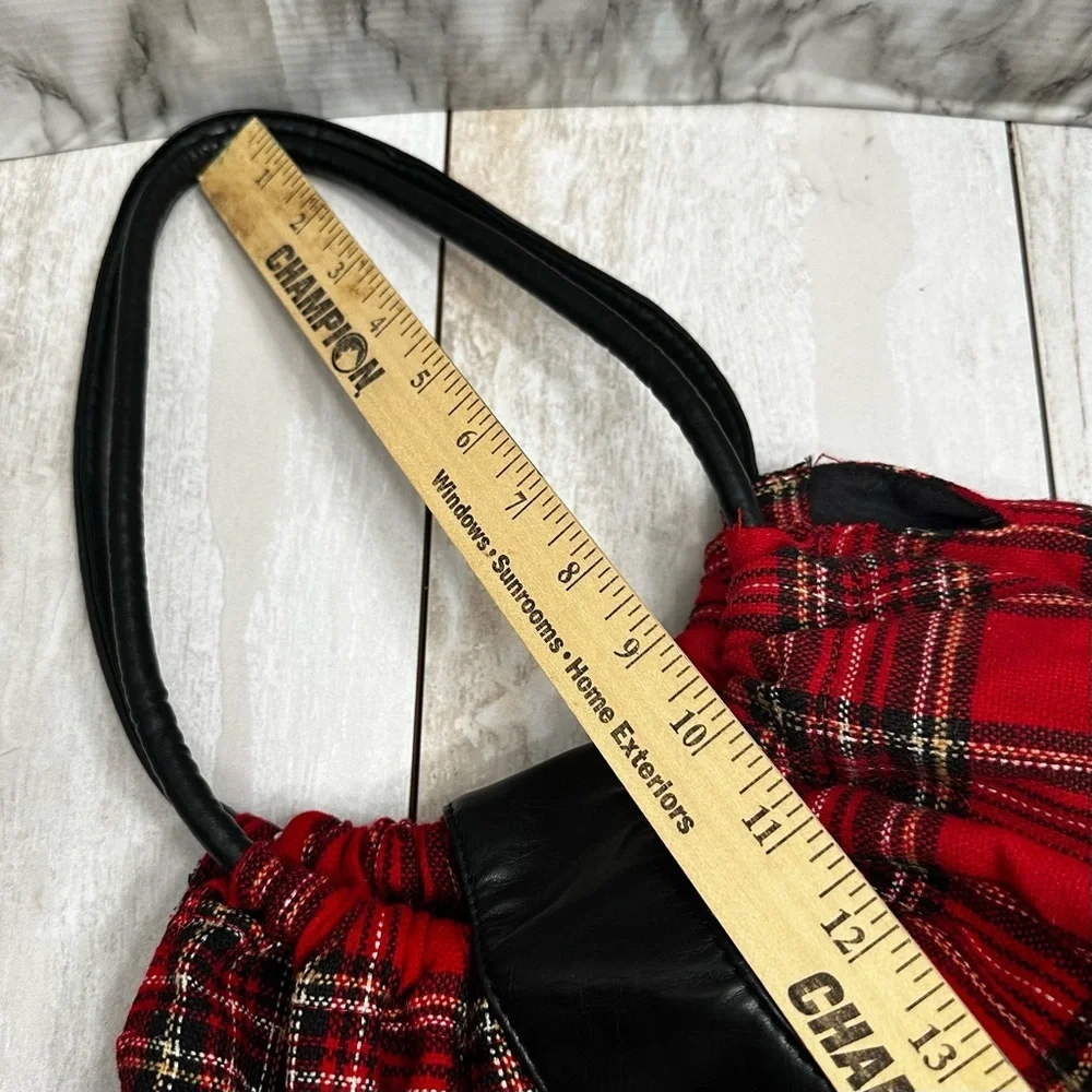 Piper & Blue Large Red Tartan Plaid Slouch Hobo Bag Holiday Christmas Classic